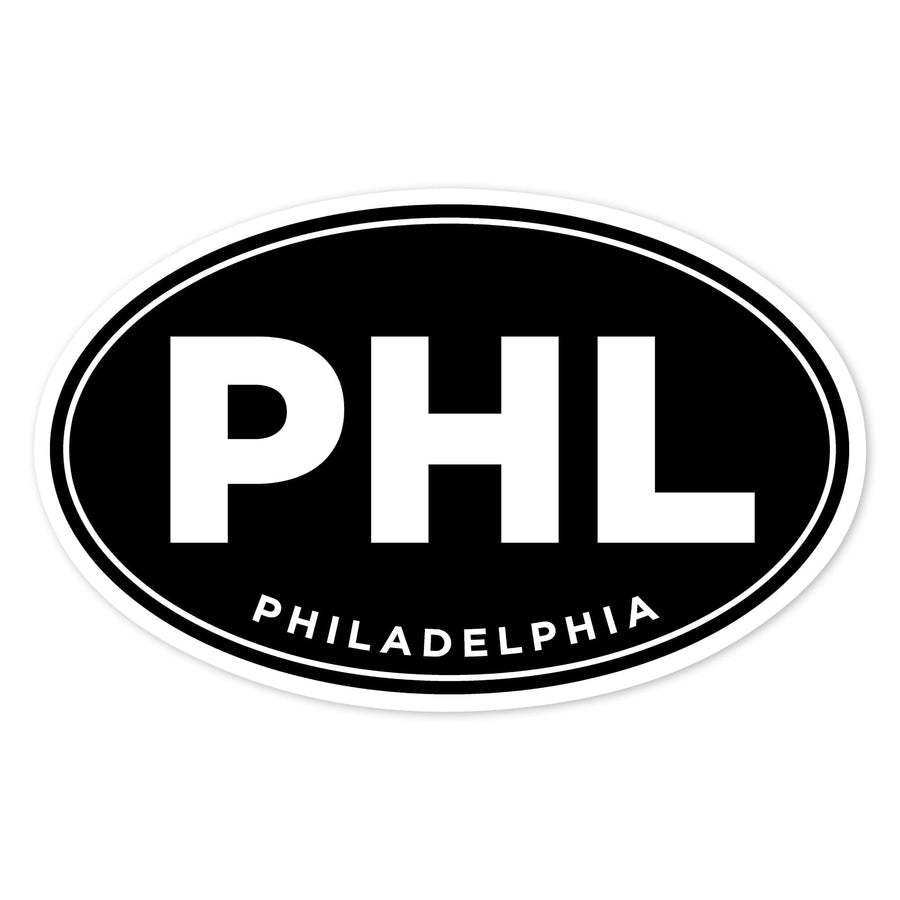 Philadelphia, Pennsylvania, PHL, Black, Contour, Vinyl Sticker Sticker Lantern Press 