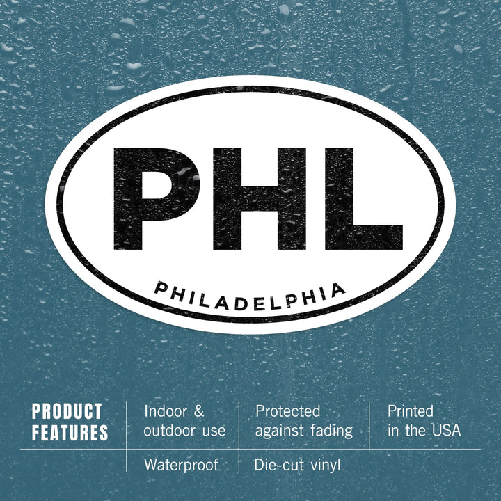 Philadelphia, Pennsylvania, PHL, Contour, Vinyl Sticker Sticker Lantern Press 