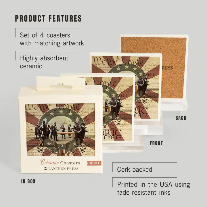 Philadelphia, Pennsylvania, Signing of the Constitution, Coasters Coasters Lantern Press 