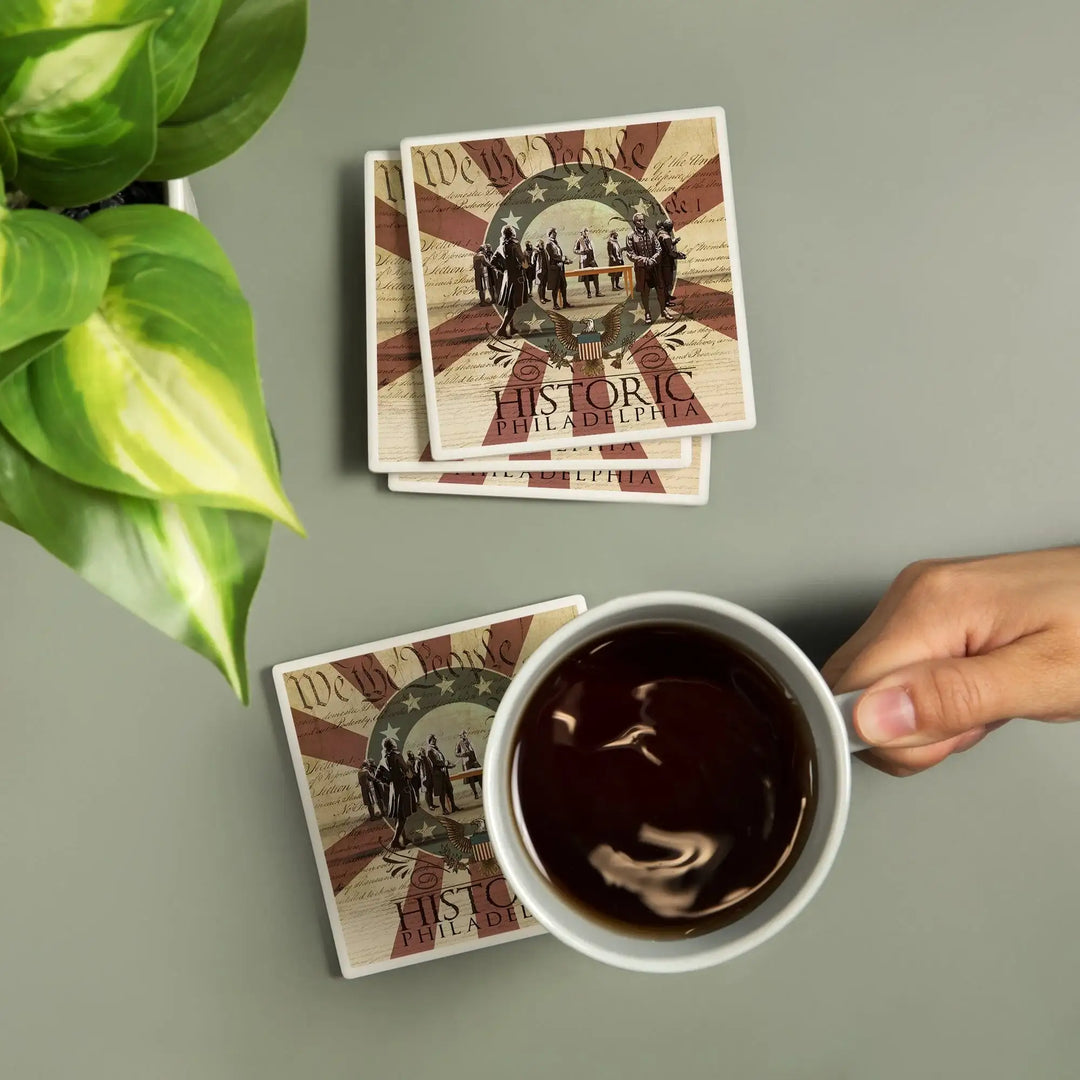 Philadelphia, Pennsylvania, Signing of the Constitution, Coasters Coasters Lantern Press 
