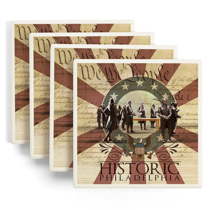 Philadelphia, Pennsylvania, Signing of the Constitution, Coasters Coasters Lantern Press 