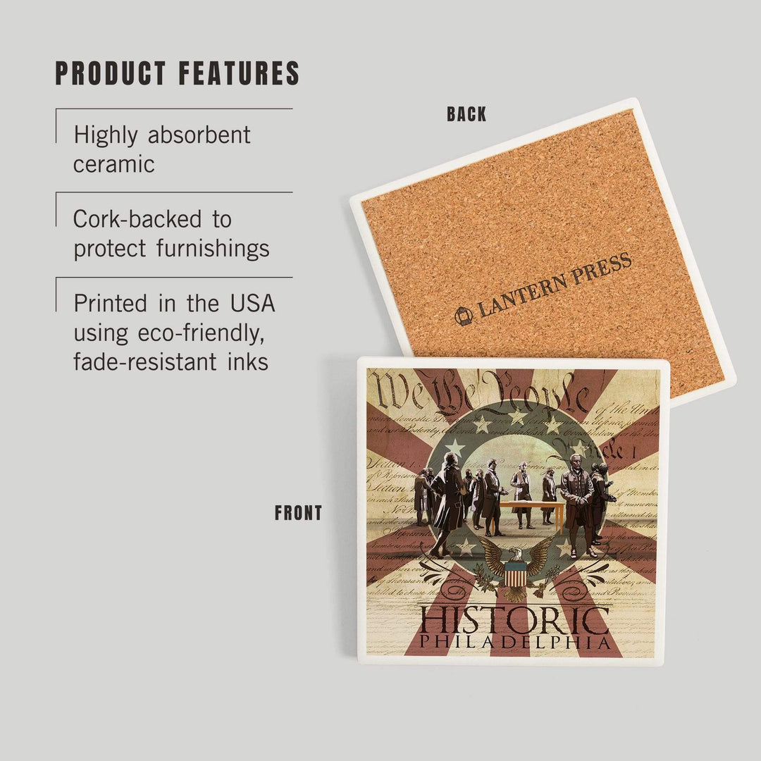 Philadelphia, Pennsylvania, Signing of the Constitution, Coasters Coasters Lantern Press 