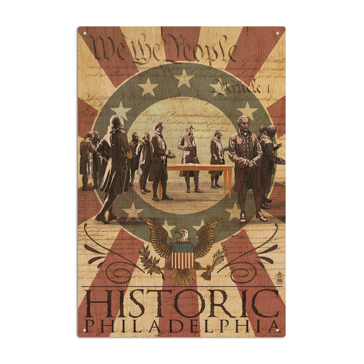Philadelphia, Pennsylvania, Signing of the Constitution, Lantern Press Artwork, Wood Signs and Postcards Wood Lantern Press 10 x 15 Wood Sign 