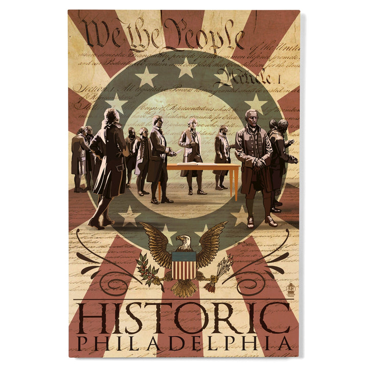 Philadelphia, Pennsylvania, Signing of the Constitution, Lantern Press Artwork, Wood Signs and Postcards Wood Lantern Press 