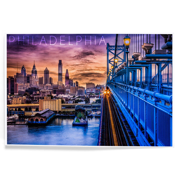 Philadelphia, Pennsylvania, Skyline and Bridge Sunset, Art & Giclee Prints Art Lantern Press 