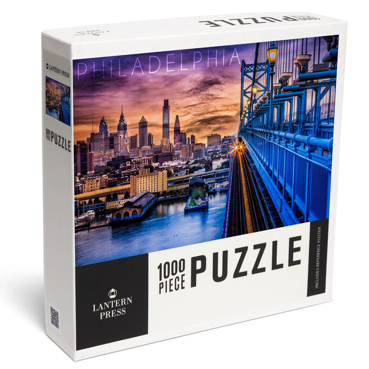 Philadelphia, Pennsylvania, Skyline and Bridge Sunset, Jigsaw Puzzle Puzzle Lantern Press 