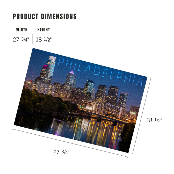 Philadelphia, Pennsylvania, Skyline at Night, Jigsaw Puzzle Puzzle Lantern Press 