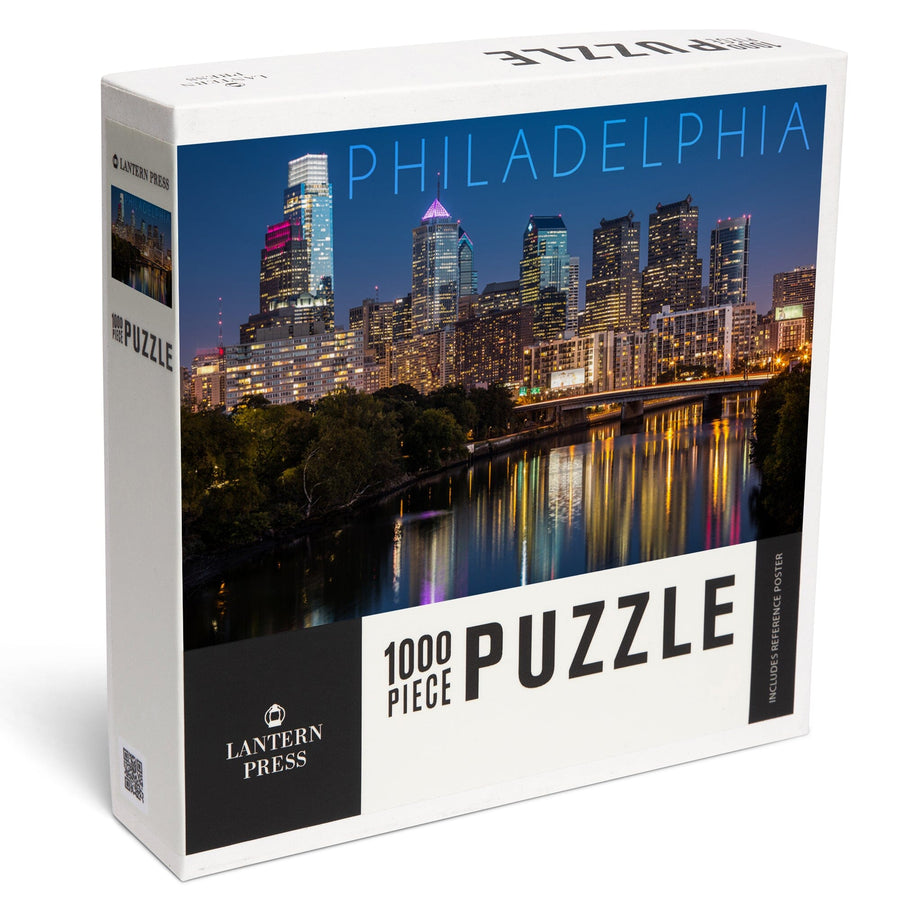 Philadelphia, Pennsylvania, Skyline at Night, Jigsaw Puzzle Puzzle Lantern Press 
