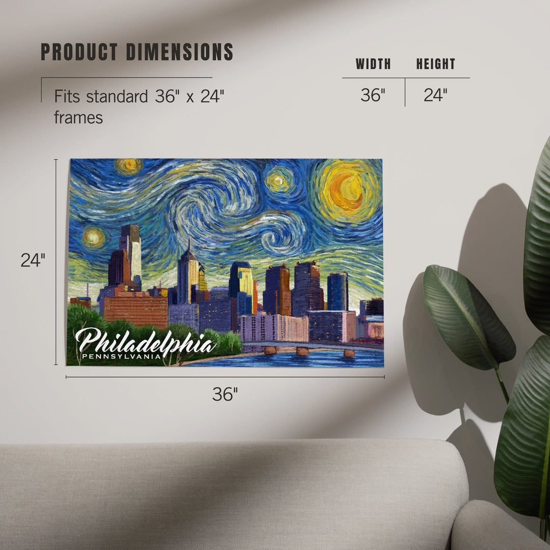 Philadelphia, Pennsylvania, Starry Night City Series, Art & Giclee Prints Art Lantern Press 