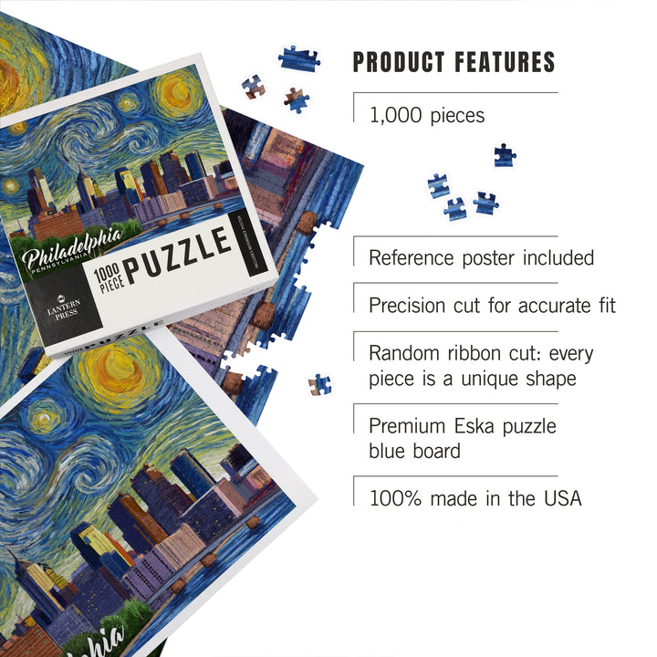 Philadelphia, Pennsylvania, Starry Night City Series, Jigsaw Puzzle Puzzle Lantern Press 