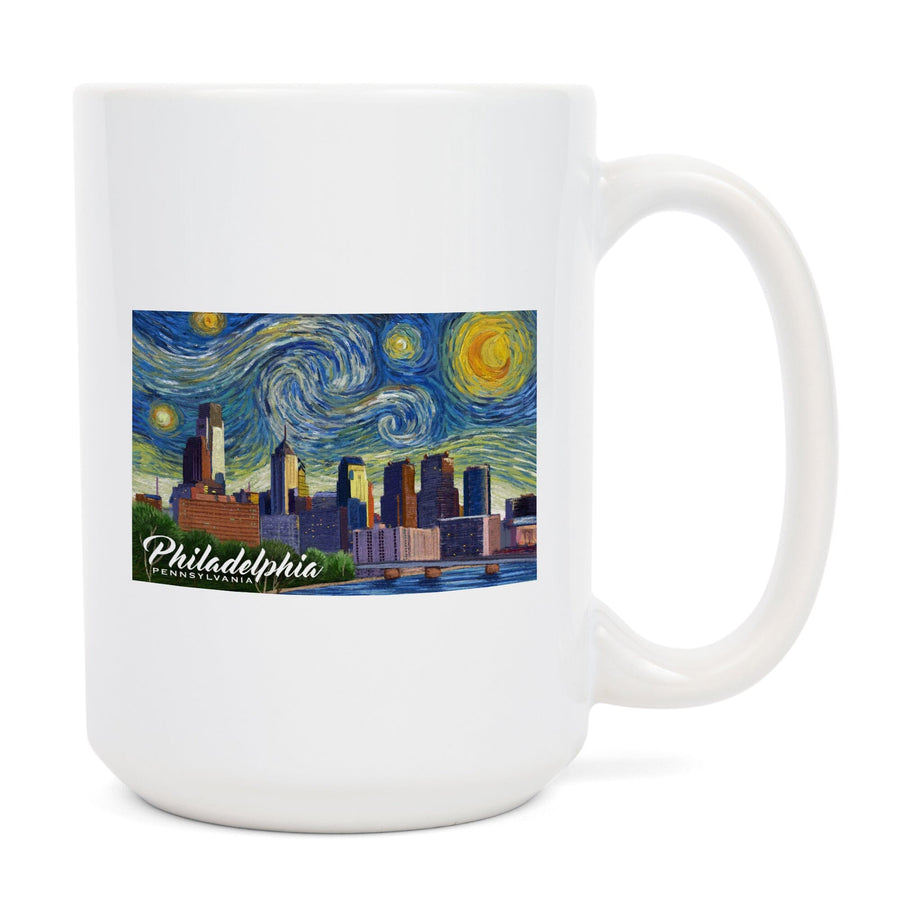 Philadelphia, Pennsylvania, Starry Night City Series, Lantern Press Artwork, Ceramic Mug Mugs Lantern Press 