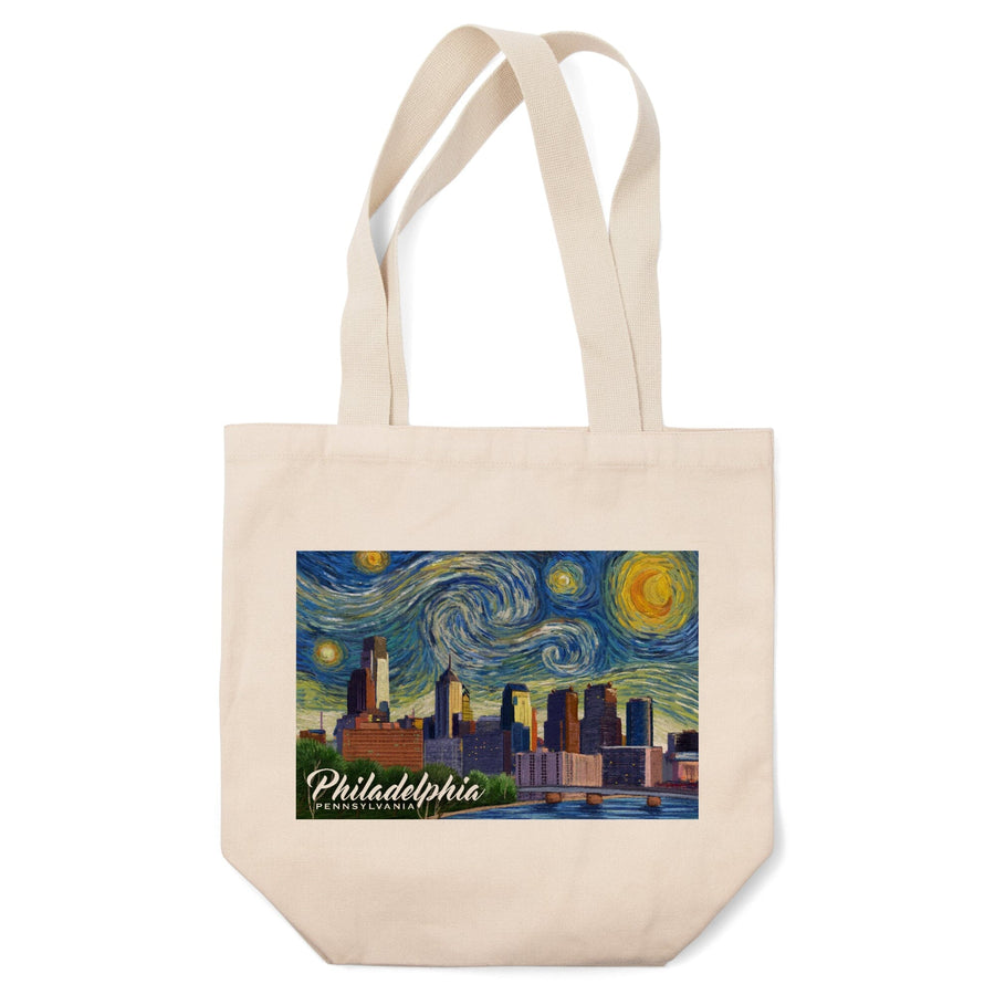 Philadelphia, Pennsylvania, Starry Night City Series, Lantern Press Artwork, Tote Bag Totes Lantern Press 