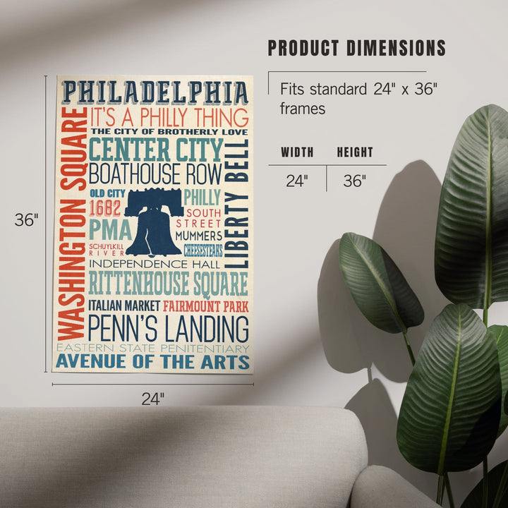 Philadelphia, Pennsylvania, Typography, Art & Giclee Prints Art Lantern Press 