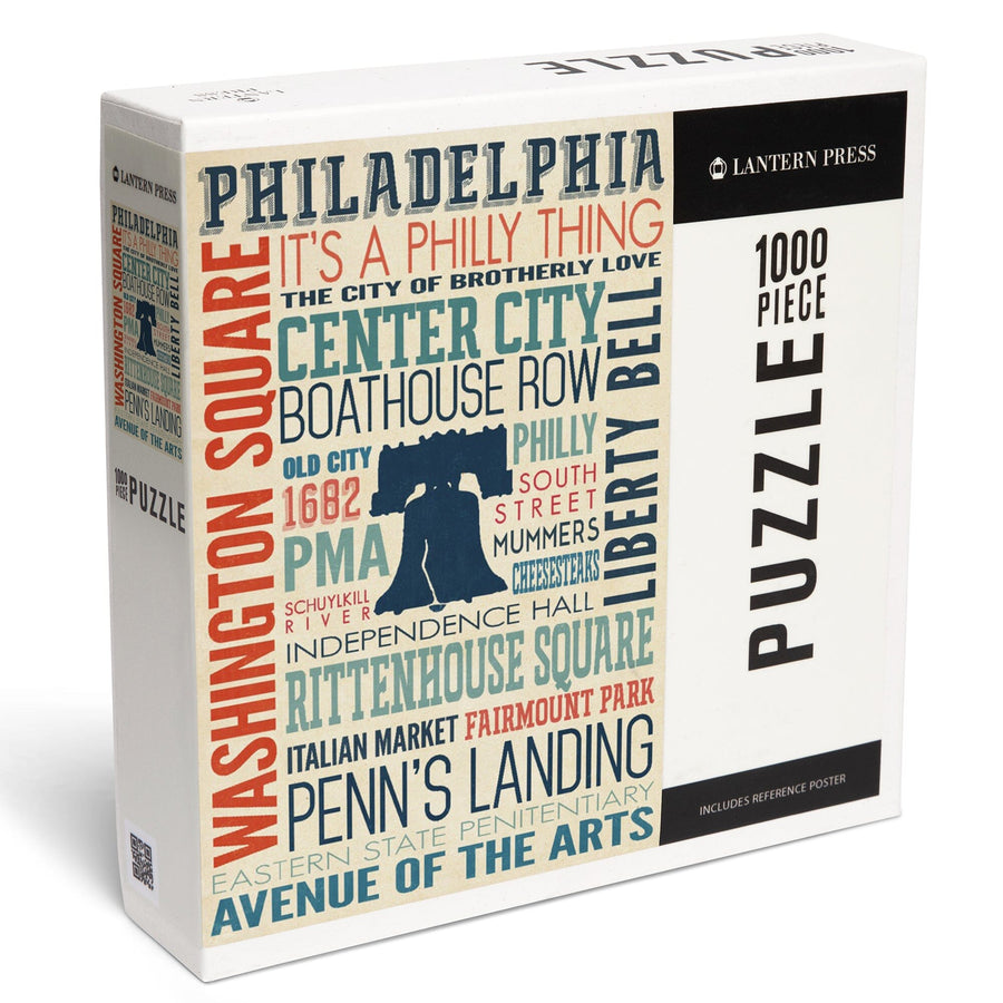 Philadelphia, Pennsylvania, Typography, Jigsaw Puzzle Puzzle Lantern Press 