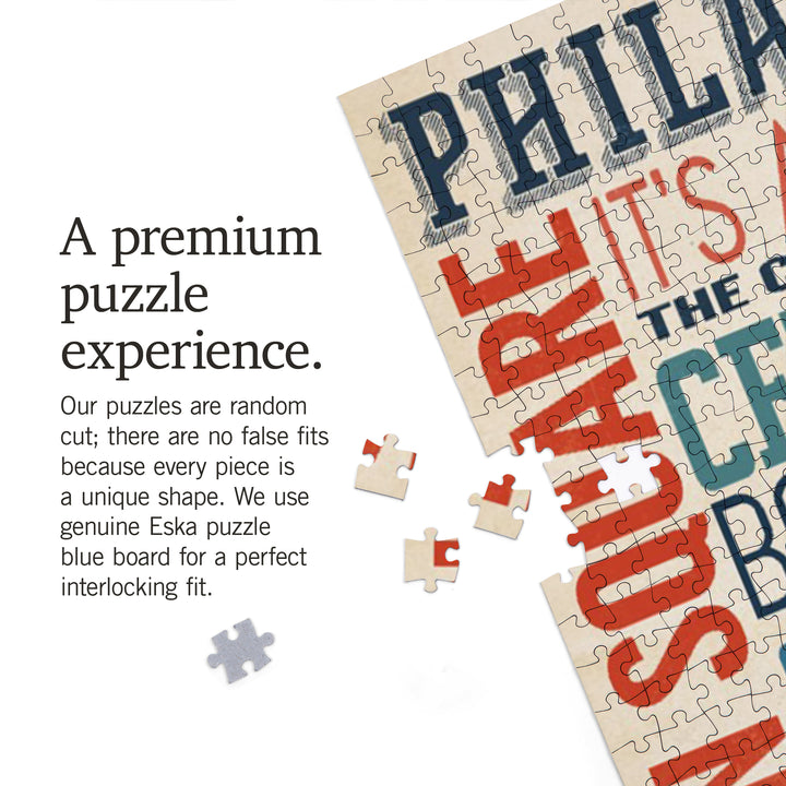 Philadelphia, Pennsylvania, Typography, Jigsaw Puzzle Puzzle Lantern Press 