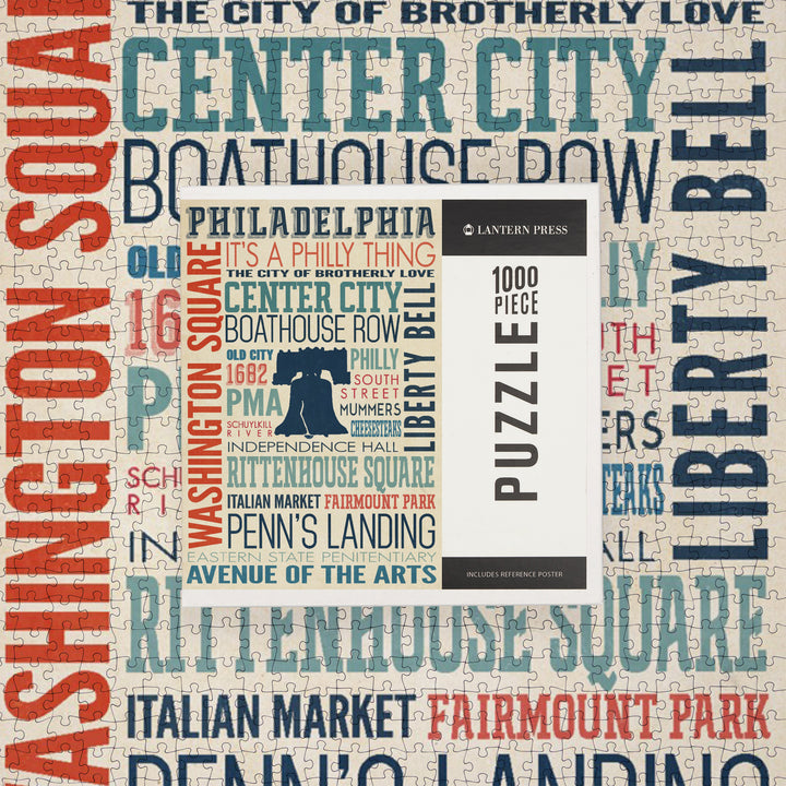 Philadelphia, Pennsylvania, Typography, Jigsaw Puzzle Puzzle Lantern Press 