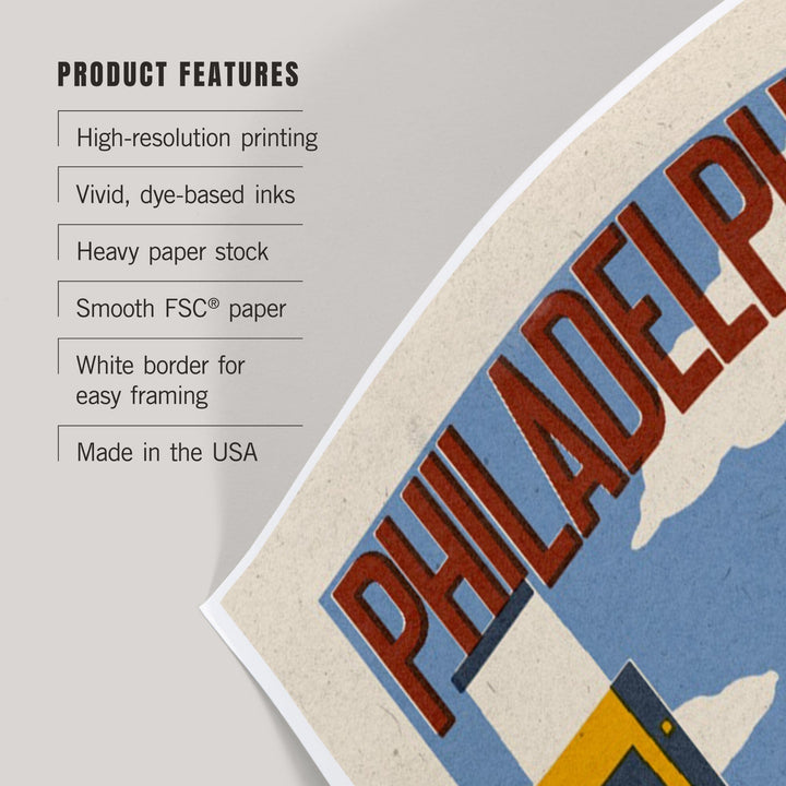 Philadelphia, Pennsylvania, Woodblock, Art & Giclee Prints Art Lantern Press 