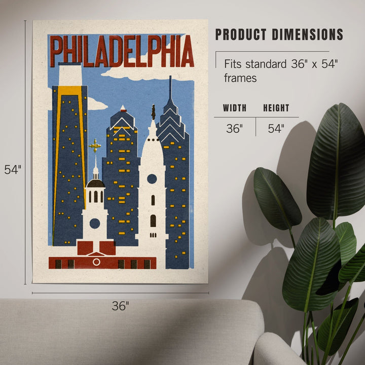 Philadelphia, Pennsylvania, Woodblock, Art & Giclee Prints Art Lantern Press 