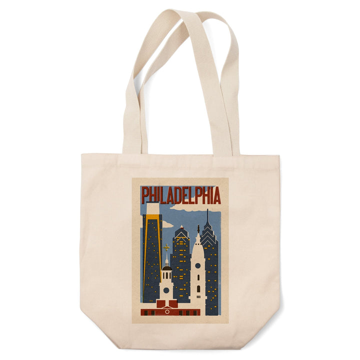 Philadelphia, Pennsylvania, Woodblock, Tote Bag Totes Lantern Press 