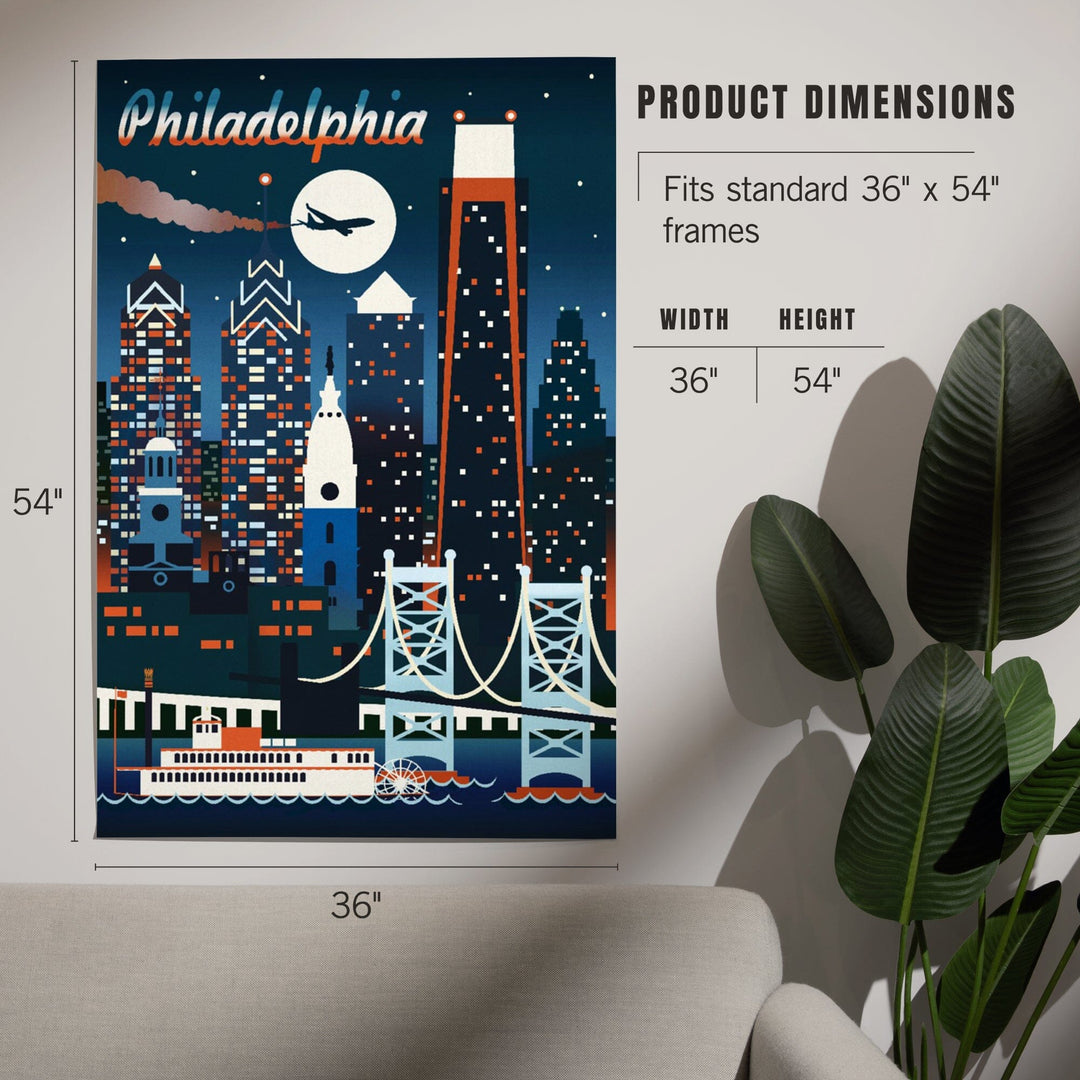 Philadelphia, Retro Skyline Chromatic Series, Art & Giclee Prints Art Lantern Press 