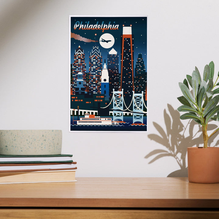 Philadelphia, Retro Skyline Chromatic Series, Art & Giclee Prints Art Lantern Press 