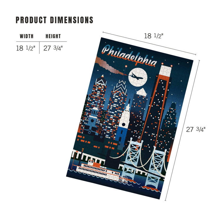 Philadelphia, Retro Skyline Chromatic Series, Jigsaw Puzzle Puzzle Lantern Press 