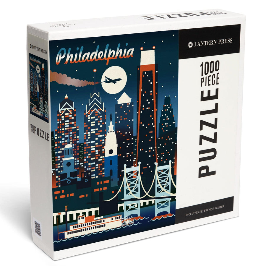 Philadelphia, Retro Skyline Chromatic Series, Jigsaw Puzzle Puzzle Lantern Press 