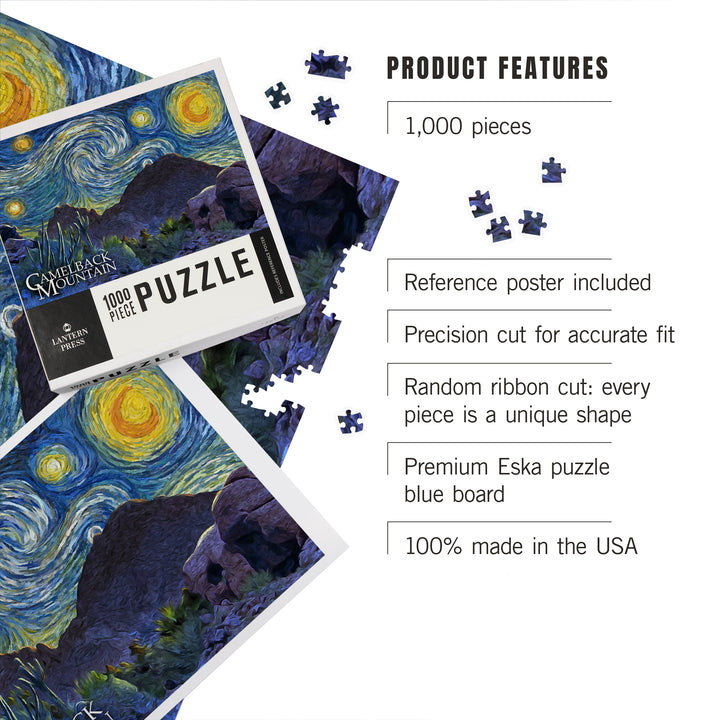 Phoenix, Arizona, Camelback Mountain, Starry Night, Jigsaw Puzzle Puzzle Lantern Press 