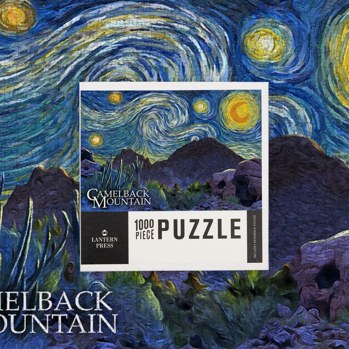 Phoenix, Arizona, Camelback Mountain, Starry Night, Jigsaw Puzzle Puzzle Lantern Press 