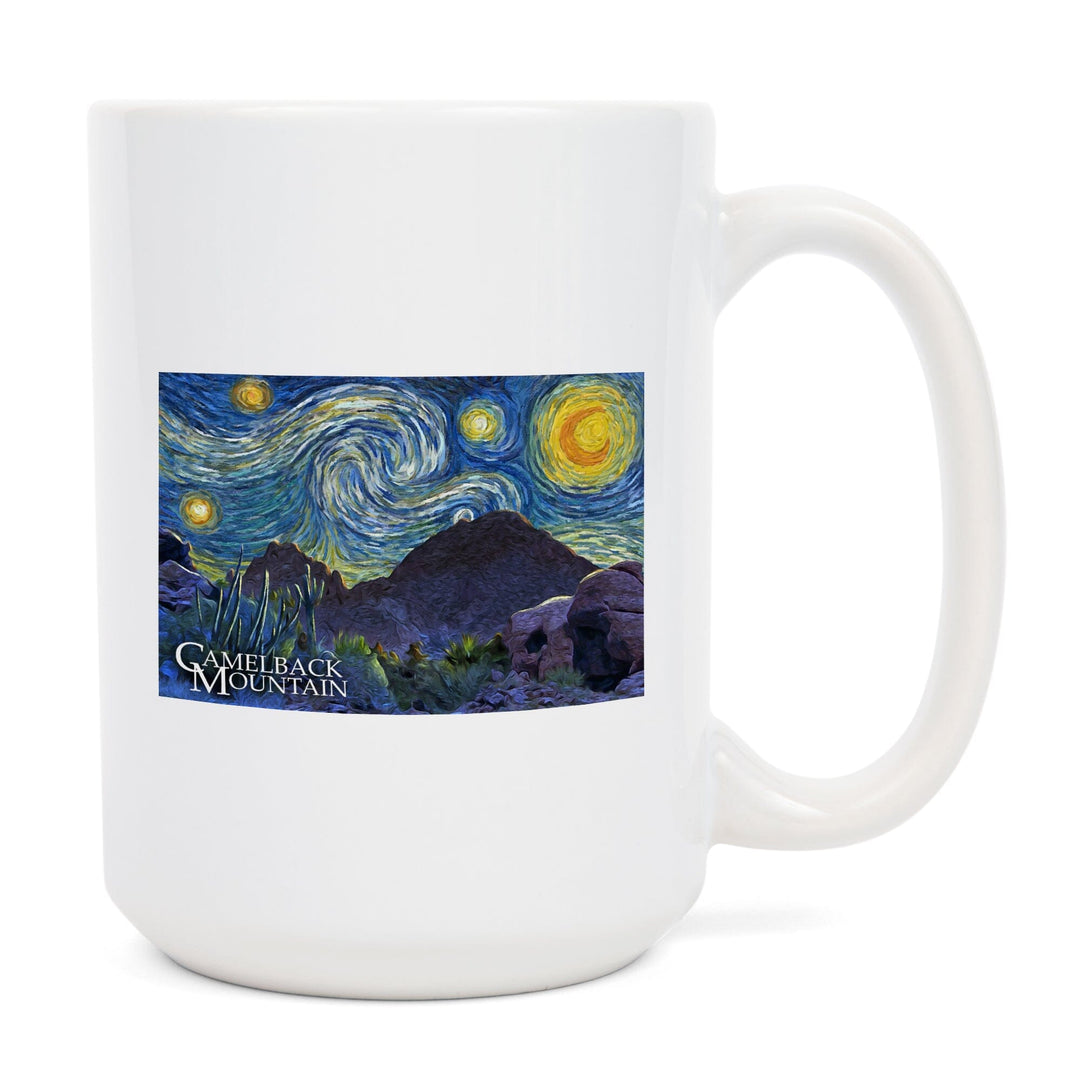 Phoenix, Arizona, Camelback Mountain, Starry Night, Lantern Press Artwork, Ceramic Mug Mugs Lantern Press 