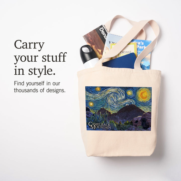 Phoenix, Arizona, Camelback Mountain, Starry Night, Tote Bag Totes Lantern Press 