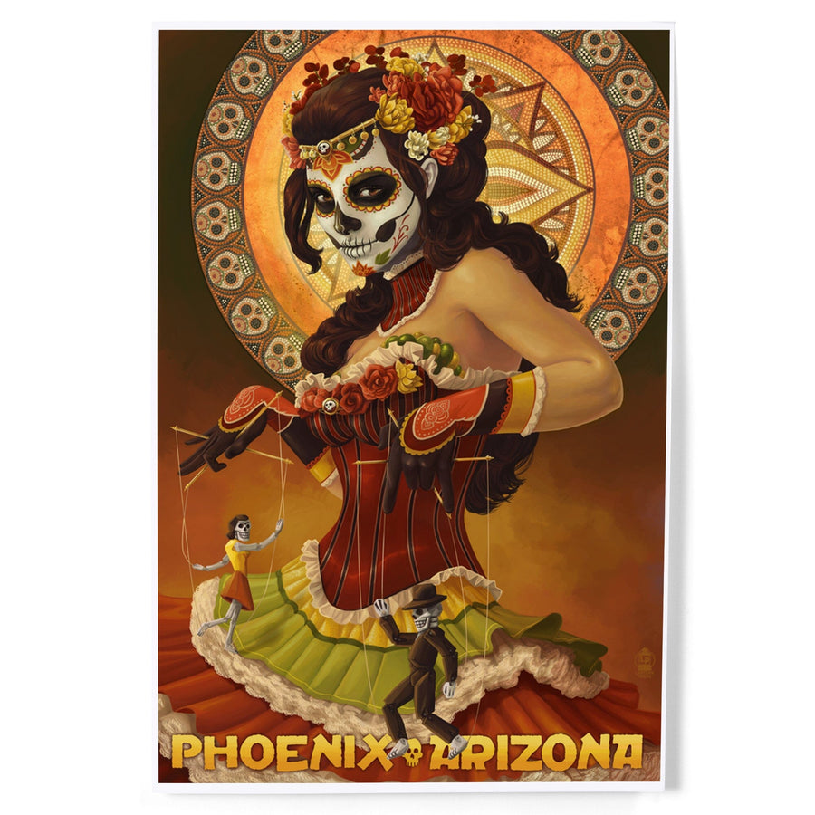 Phoenix, Arizona, Day of the Dead Marionettes, Art & Giclee Prints Art Lantern Press 