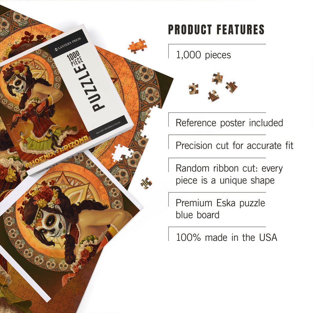 Phoenix, Arizona, Day of the Dead Marionettes, Jigsaw Puzzle Puzzle Lantern Press 