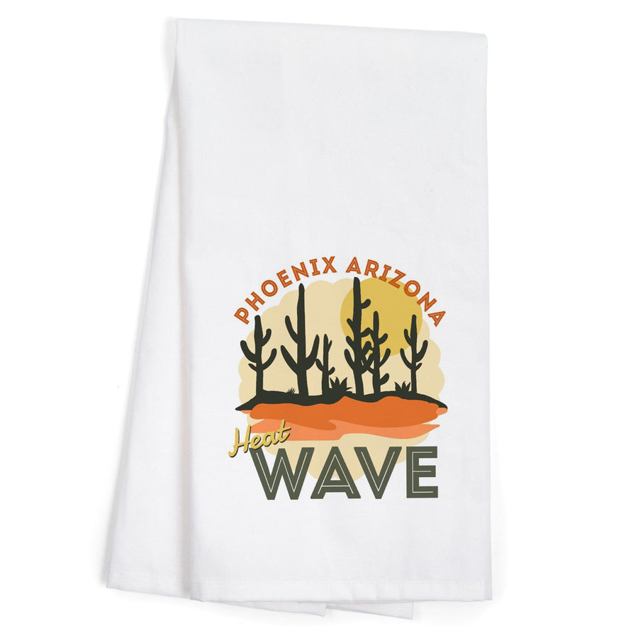 Phoenix, Arizona, Heat Wave, Vector Desert Scene, Contour, Organic Cotton Kitchen Tea Towels Kitchen Lantern Press 