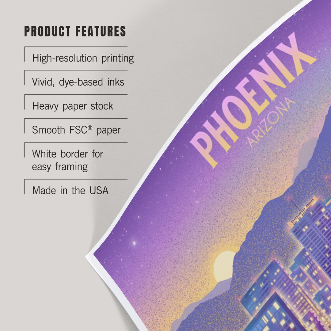 Phoenix, Arizona, Lithograph, City Series, Art & Giclee Prints Art Lantern Press 