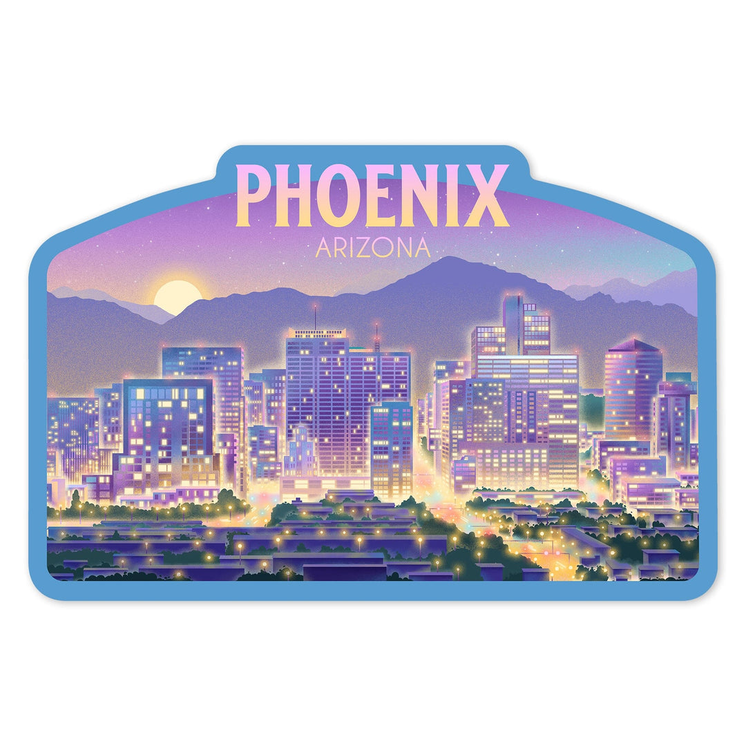 Phoenix, Arizona, Lithograph City Series, Contour, Vinyl Sticker Sticker Lantern Press 