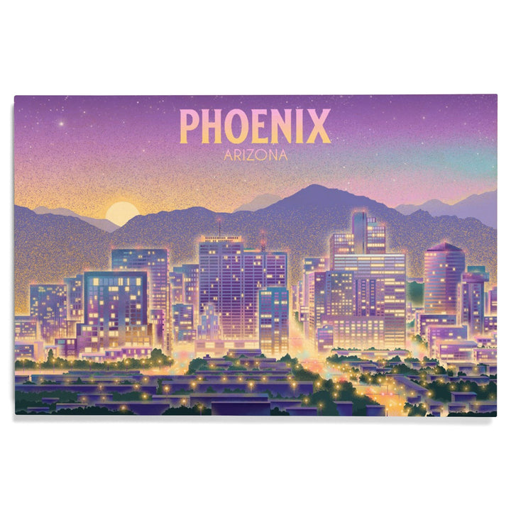 Phoenix, Arizona, Lithograph, City Series, Wood Signs and Postcards Wood Lantern Press 