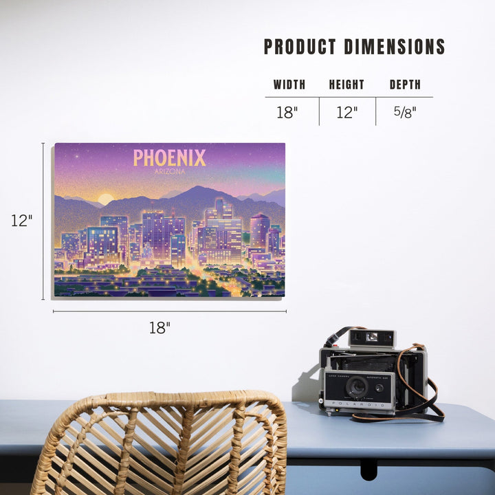 Phoenix, Arizona, Lithograph, City Series, Wood Signs and Postcards Wood Lantern Press 