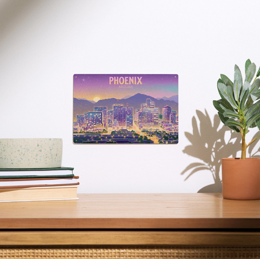 Phoenix, Arizona, Lithograph, City Series, Wood Signs and Postcards Wood Lantern Press 