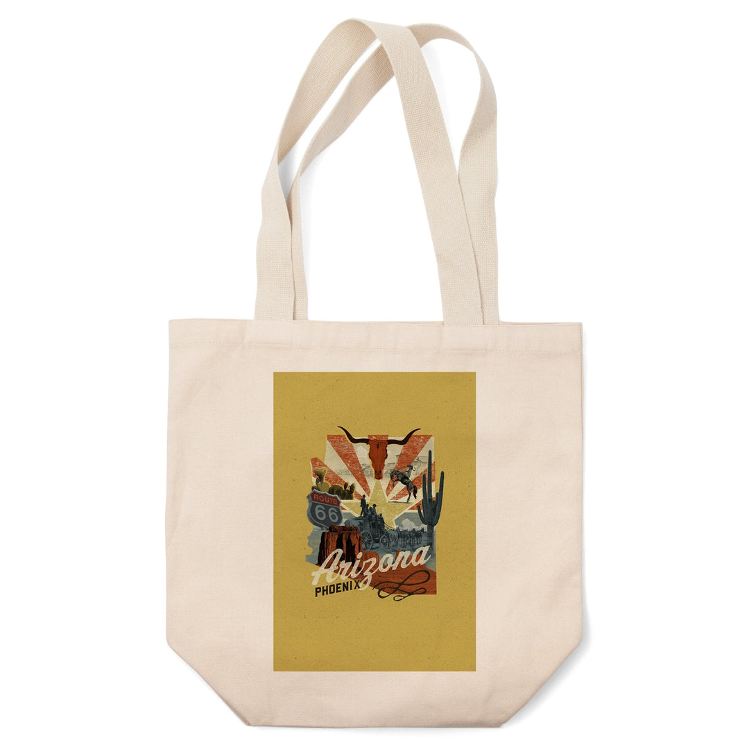 Phoenix, Arizona, Photomontage, State Series, Contour, Tote Bag Totes Lantern Press 