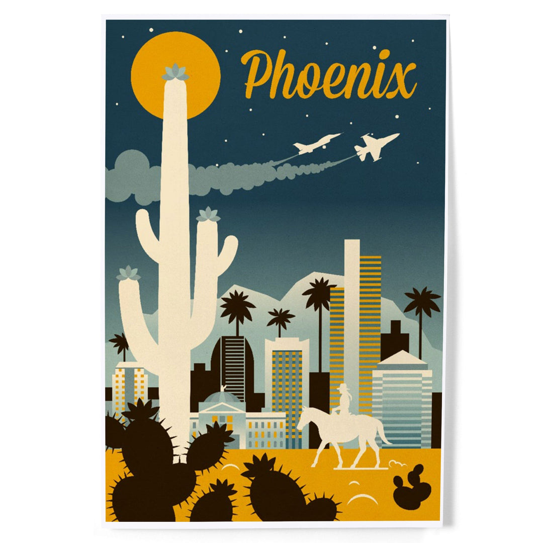 Phoenix, Arizona, Retro Skyline Series, Art & Giclee Prints Art Lantern Press 