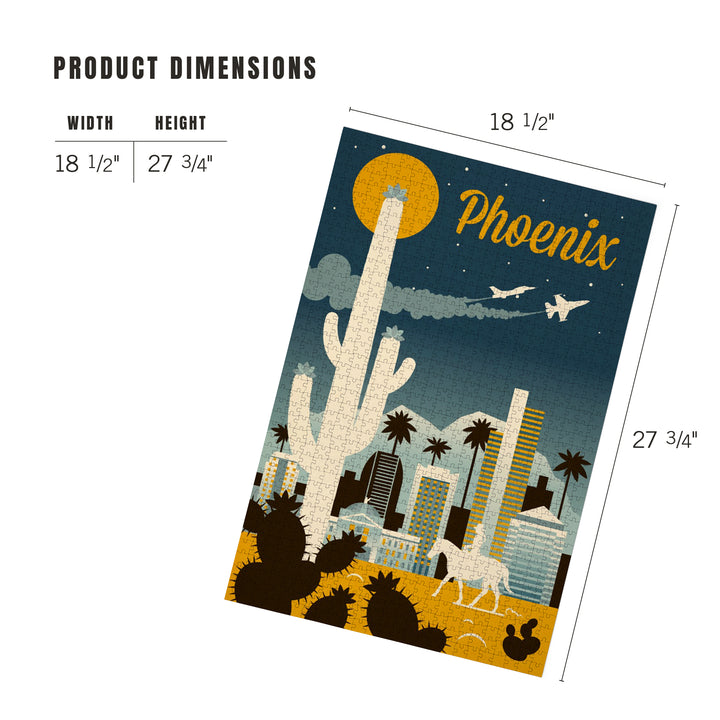 Phoenix, Arizona, Retro Skyline Series, Jigsaw Puzzle Puzzle Lantern Press 