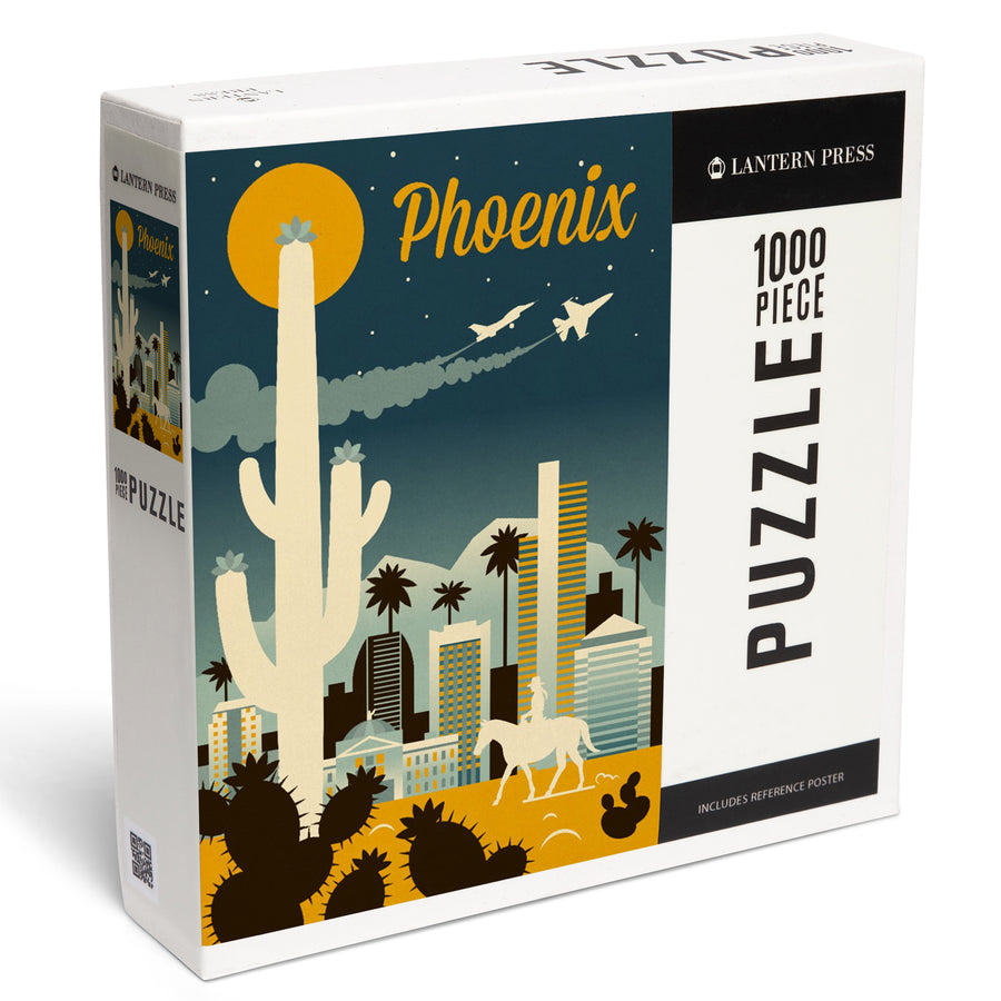 Phoenix, Arizona, Retro Skyline Series, Jigsaw Puzzle Puzzle Lantern Press 