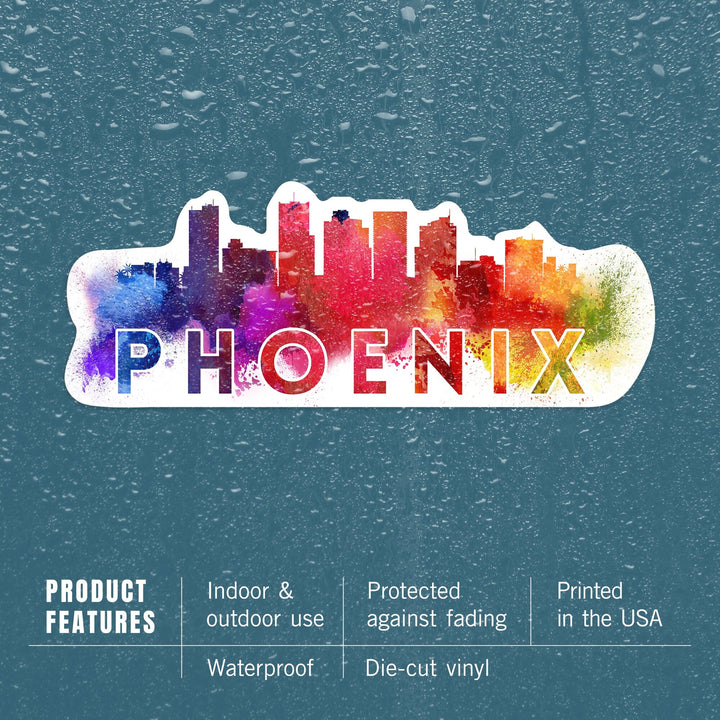 Phoenix, Arizona, Skyline Abstract, Contour, Vinyl Sticker Sticker Lantern Press 