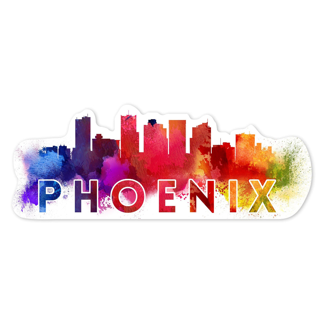 Phoenix, Arizona, Skyline Abstract, Contour, Vinyl Sticker Sticker Lantern Press 