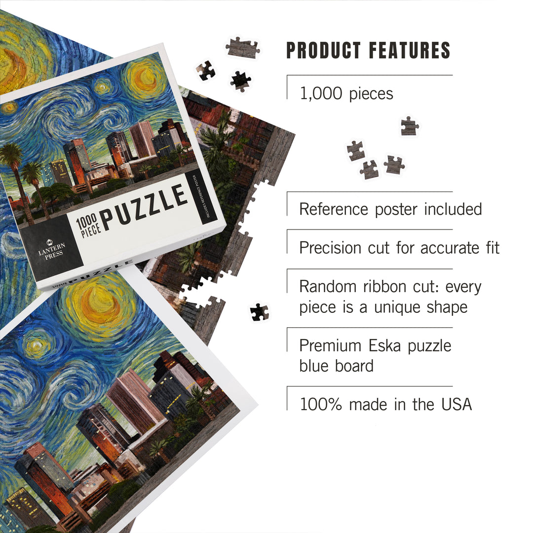 Phoenix, Arizona, Starry Night City Series, Jigsaw Puzzle Puzzle Lantern Press 