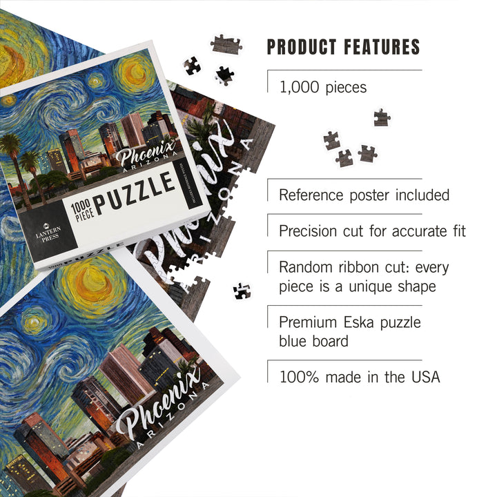 Phoenix, Arizona, Starry Night Series, Jigsaw Puzzle Puzzle Lantern Press 