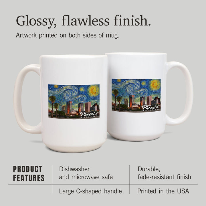 Phoenix, Arizona, Starry Night Series, Lantern Press Artwork, Ceramic Mug Mugs Lantern Press 