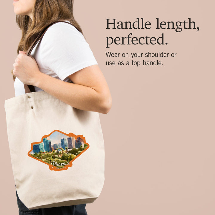 Phoenix, Arizona, Watercolor Study, Contour, Deluxe Tote Totes Lantern Press 