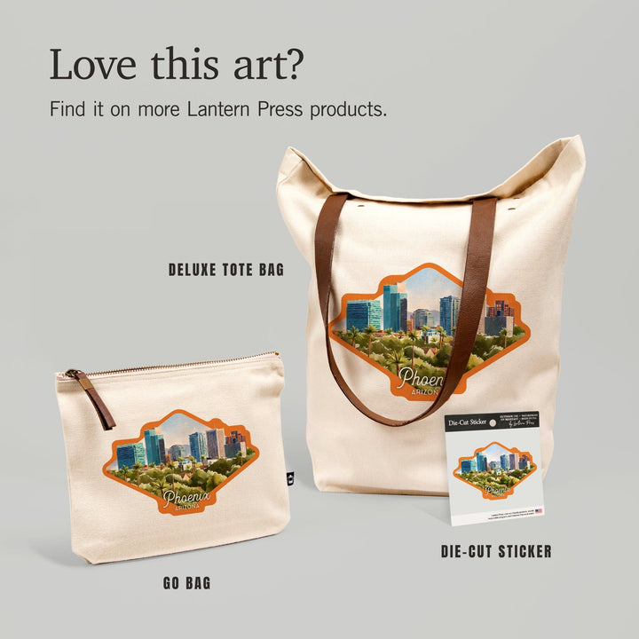 Phoenix, Arizona, Watercolor Study, Contour, Deluxe Tote Totes Lantern Press 